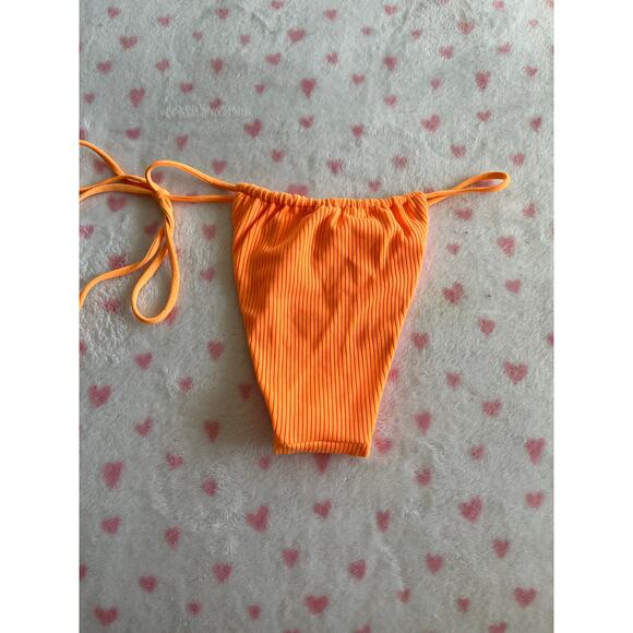 ONEONE Orange Ribbed Mara High Cut Very Cheeky Womens Bikini Bottoms Size XS - Picture 5 of 7